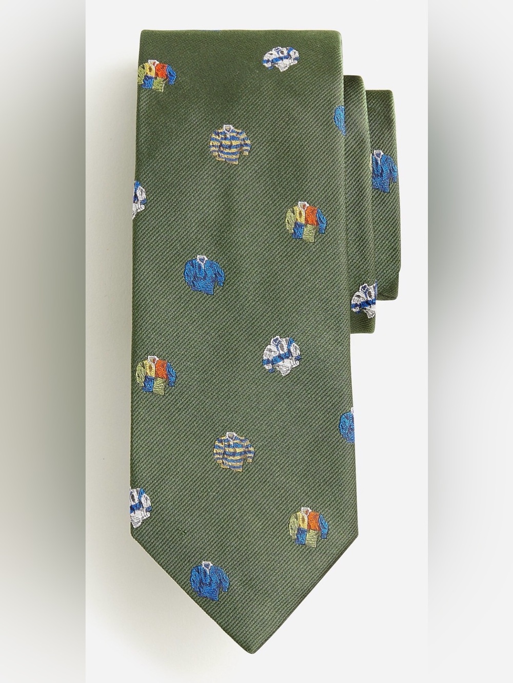 J. Crew Ludlow English Silk Dark Green Rugby Pattern Tie Stripe Stitch